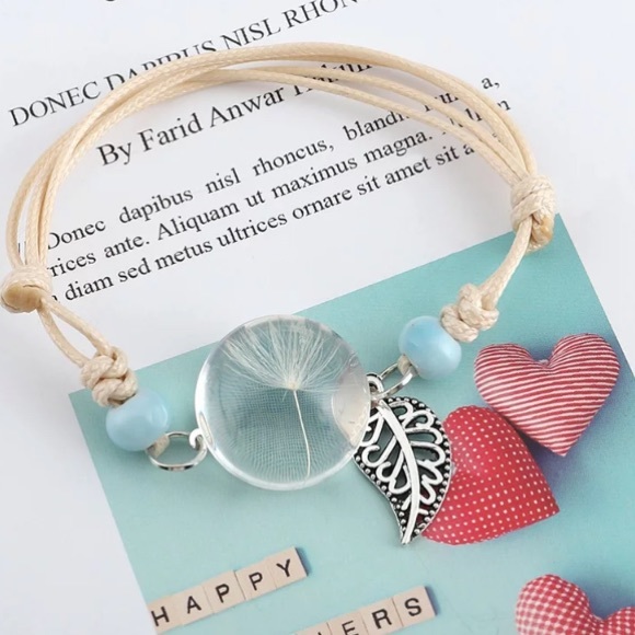 💙💎WISH! DANDELION FLOWER BRACELET💎💙FRIEND GIFT - Picture 2 of 6